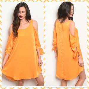 Orange 3/4 sleeve cold shoulder dress S/M/L